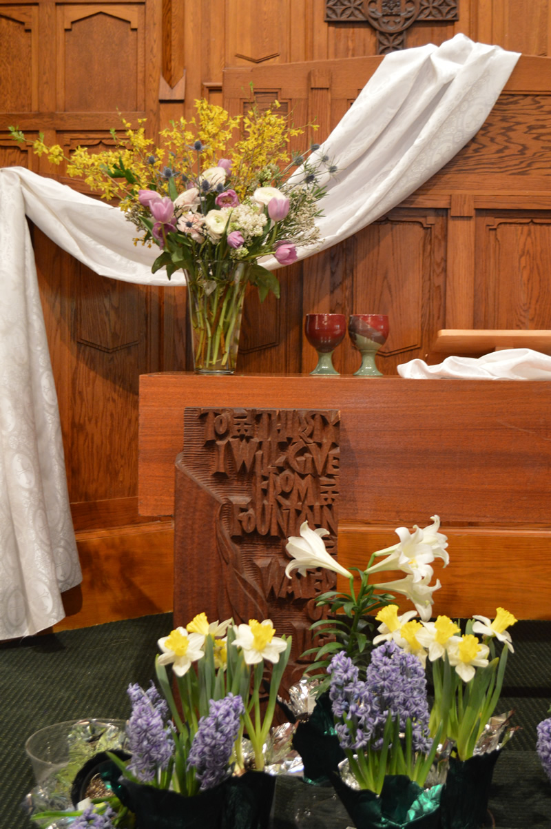 Easter sanctuary decorating