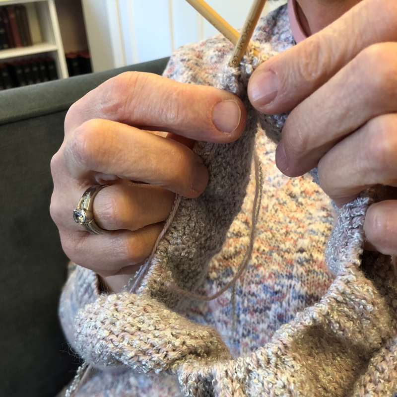 Knitting at Craft and Chat